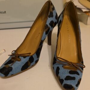 Gianni Bini Blue and Brown Leopard Heels